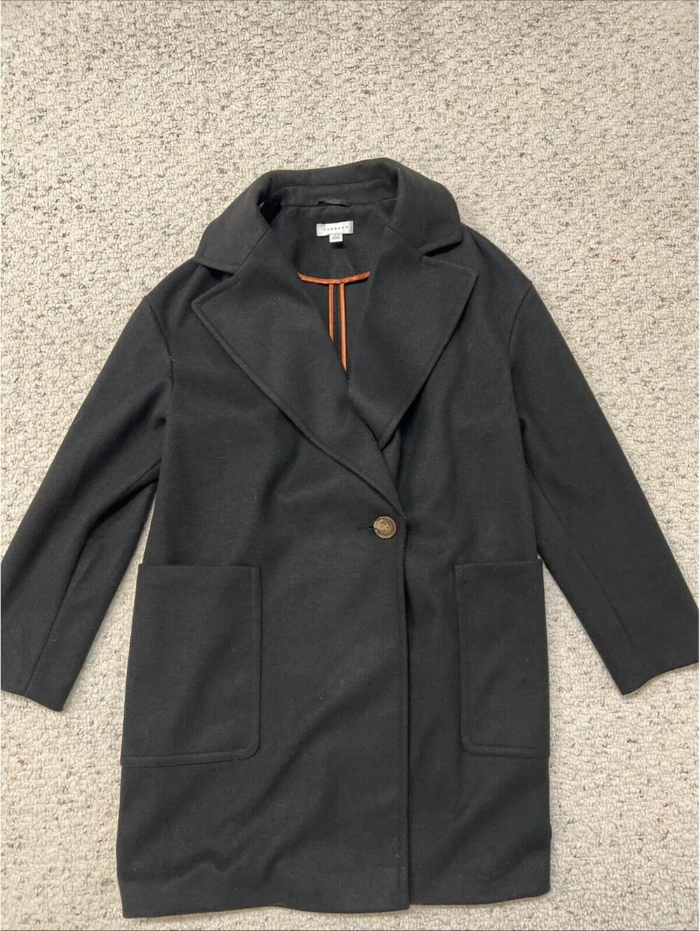 Top Shop ~ CARLY COAT ~ OVERSIZED POCKETS ~ BLACK US SIZE 6